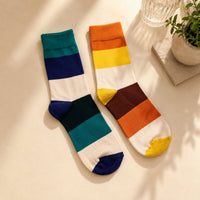 Thela Gaadi Mid crew sock - Colourful Stripes Socks