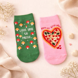 Thela Gaadi Low cut ankle sock - Mushroom Pizza Love