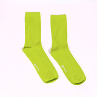 Thela Gaadi Crew sock - Neon Green Solid Ribbed Socks