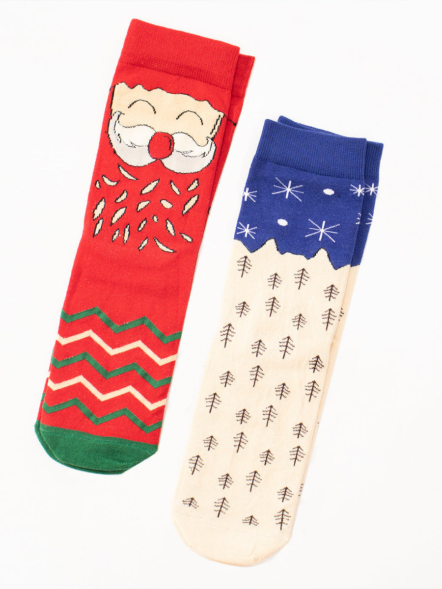 Thela Gaadi Mid crew sock - Santa & Snow Socks