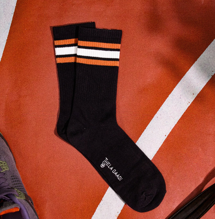 Thela Gaadi Crew sock - Black Classic Vintage Socks