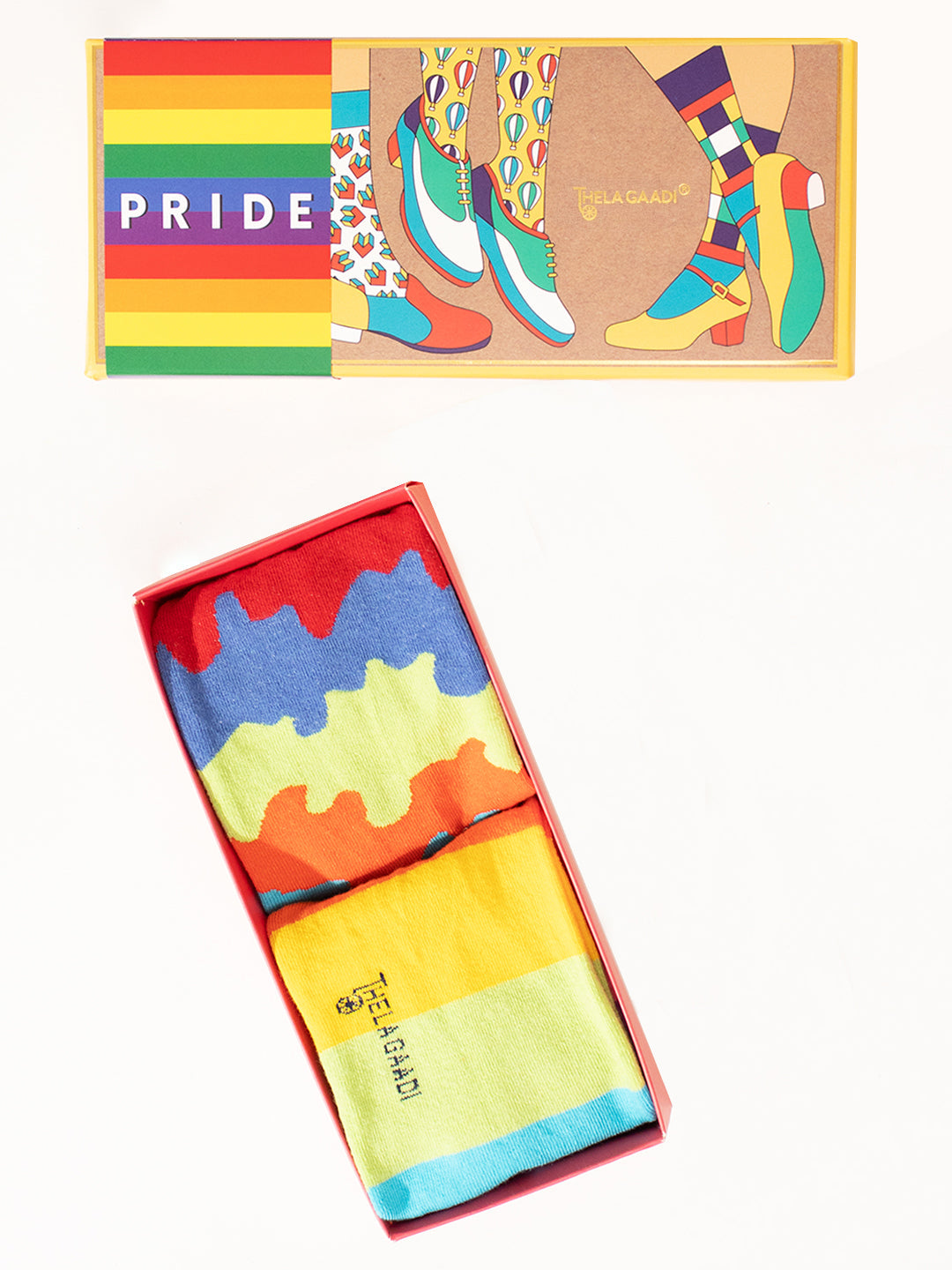 Thela Gaadi Mid crew sock - Colorful Rainbow Socks