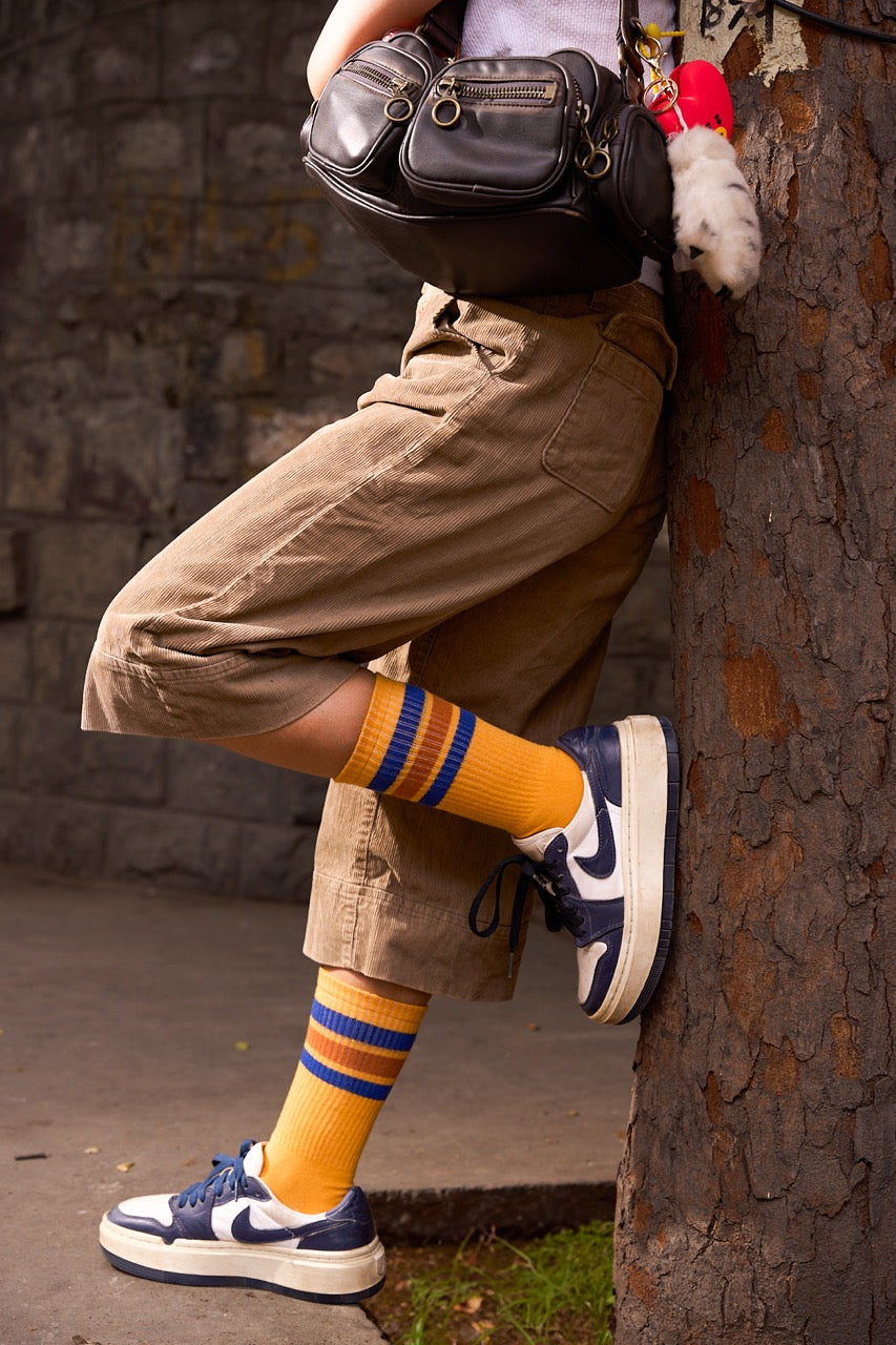 Thela Gaadi Crew sock - Mustard Classic Vintage Socks