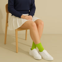Thela Gaadi Crew sock - Neon Green Solid Ribbed Socks