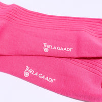 Thela Gaadi Crew sock - Pink Solid Ribbed Socks