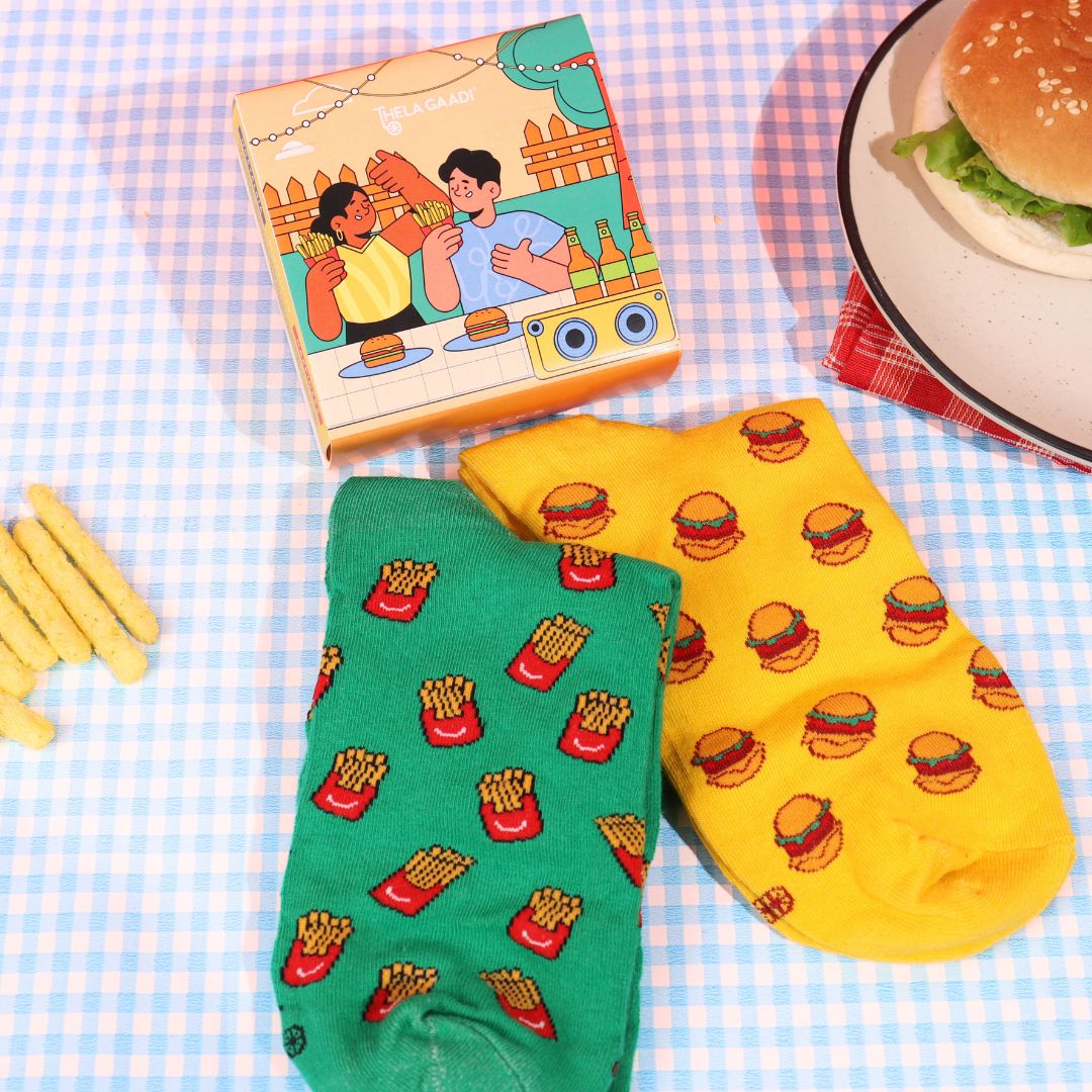Thela Gaadi Ankle Sock - Burger and Fries