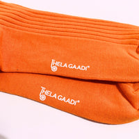 Thela Gaadi Crew sock - Orange Solid Ribbed Socks