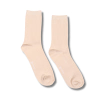 Thela Gaadi Crew sock - Oat Meal Solid Ribbed Socks