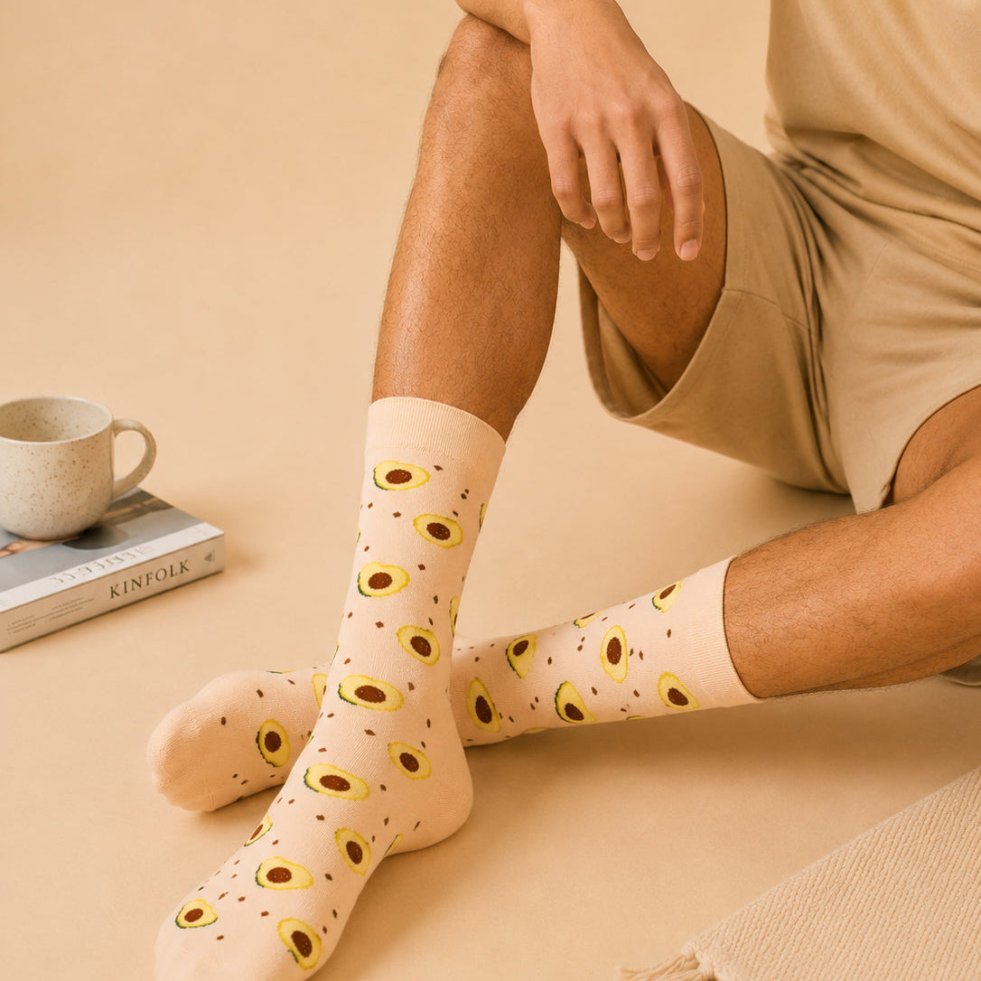 Thela Gaadi Mid crew sock - Brunch Buddies