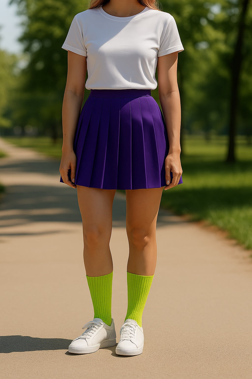 Thela Gaadi Crew sock - Neon Green Solid Ribbed Socks