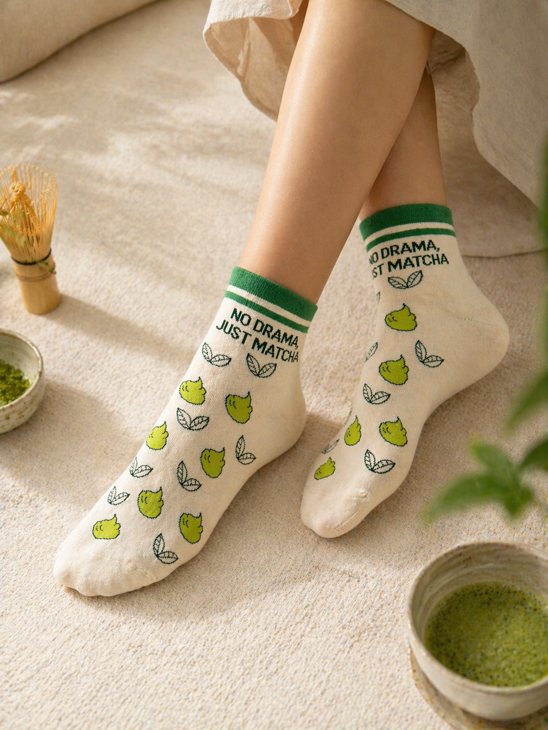 Thela Gaadi Ankle sock - Matcha Friendship Socks