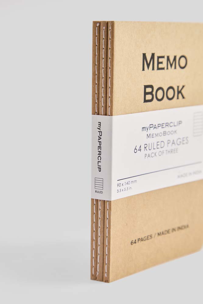 myPAPERCLIP Memo Book Centre Thread Notebook A6 (Pack of 3)