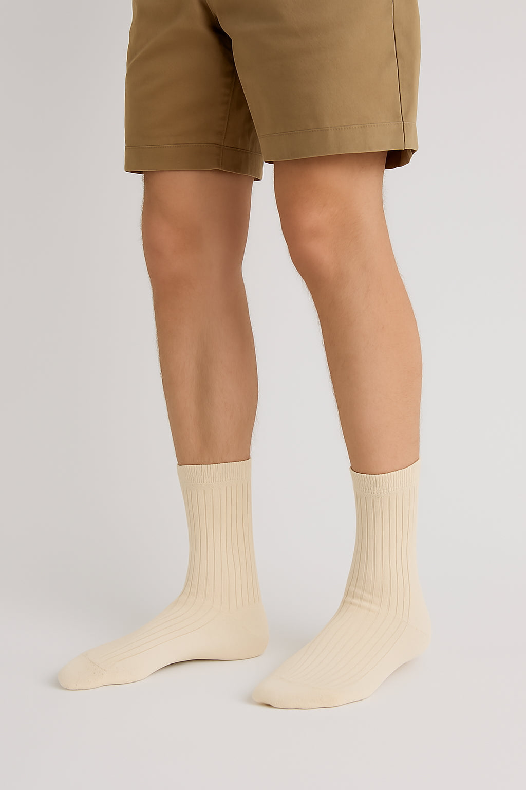 Thela Gaadi Crew sock - Oat Meal Solid Ribbed Socks