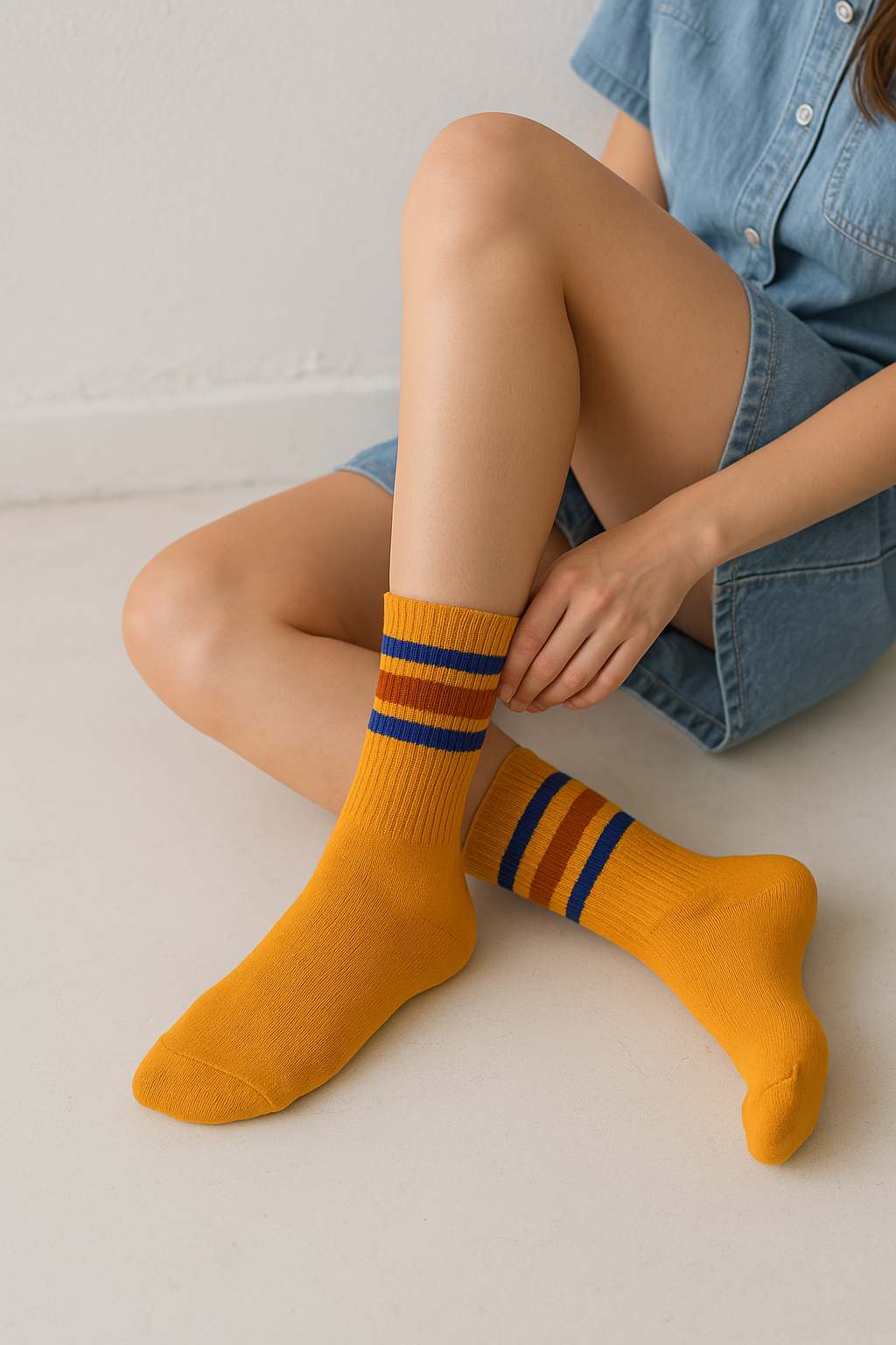 Thela Gaadi Crew sock - Mustard Classic Vintage Socks