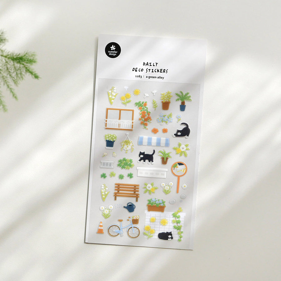 Suatelier Daily Deco Stickers - Flowers - 1163 a green alley