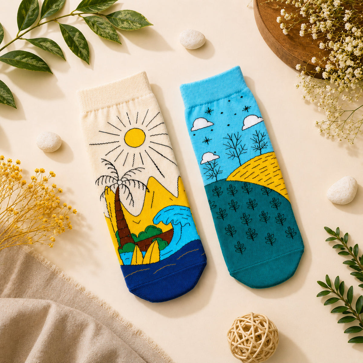 Thela Gaadi Ankle sock - Nature Bloom