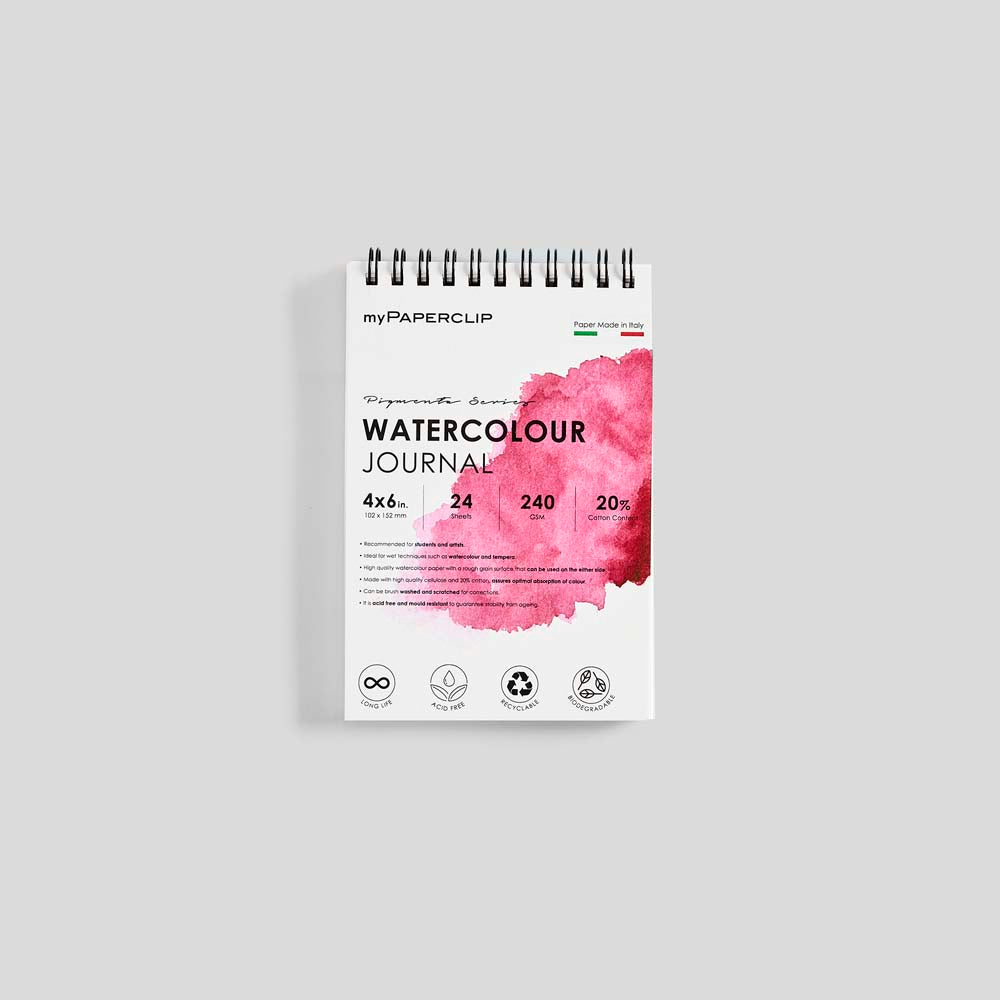 myPAPERCLIP Italian 240GSM 20% Cotton Watercolour Journal A6